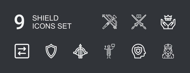 Editable 9 shield icons for web and mobile