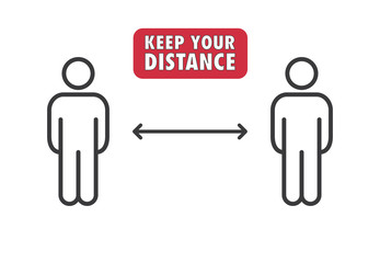 Social distance sign. Keep your distancing from other people in public. Coronavirus pandemic preventive measures. People pictogram vector icon.
