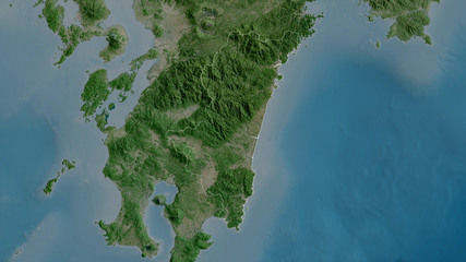 Miyazaki, Japan - outlined. Satellite