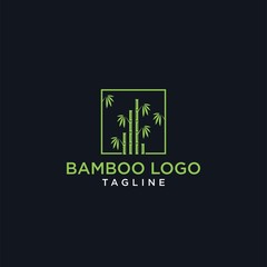 Green bamboo vector logo design icon template download
