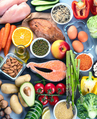 Balanced diet food background