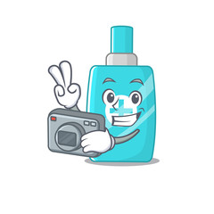 Ointment cream mascot design as a professional photographer working with camera