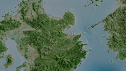 Oita, Japan - outlined. Satellite