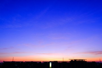sunset sky shading background from orange to blue