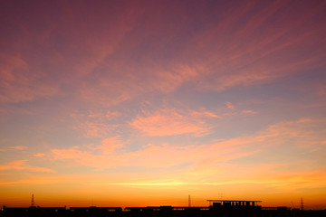 sunset sky shading background from orange to blue