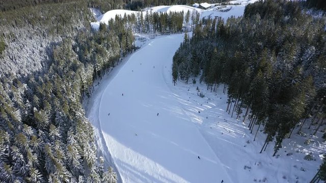 Flachau Austria Ski Slopes - Aerial Drone View