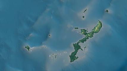 Okinawa, Japan - outlined. Relief © Yarr65