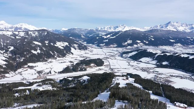 Flachau Austria Ski Resort - Aerial Drone Panorama View