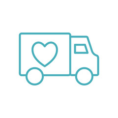 Ambulance with heart line style icon vector design