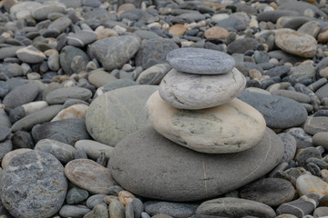 Fototapeta na wymiar The concept group of gravel stones at stone beach in Hualien, Taiwan.