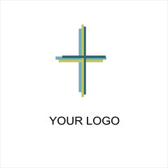 Christian logo of church with color cross.