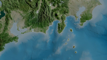 Shizuoka, Japan - outlined. Satellite © Yarr65