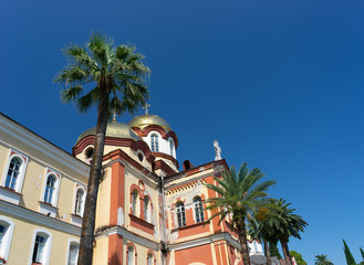 Church of the new Athos monastery Sunny summer day. Abkhazia
