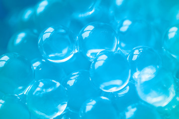 Close up of blue tapioca bubbles with effect