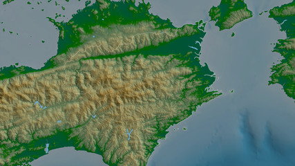 Tokushima, Japan - outlined. Physical