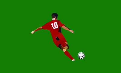 soccer player kicking ball, European football player abstract polygonal concept