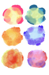abstract set of watercolor hand drawn round shape background
