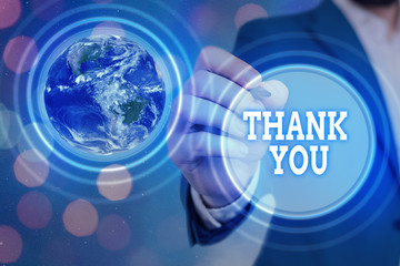 Handwriting text Thank You. Conceptual photo a polite expression used when acknowledging a gift or...
