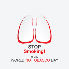 Stop Smoking. World no tobacco day. Cutout paper red lungs on white background. illustration Vector.