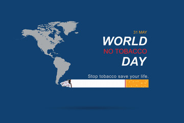 World No Tobacco Day. Cigarette smoke destroys the world. Stop tobacco save your life. Vector illustration