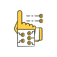 robotic hand embed with microchip for robotics concept 