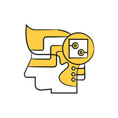 human brain embed with microchip for machine learning concept