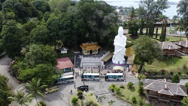 Big White Buddha And Aerial View Of The KTM Resort In Batam Indonesia - aerial shot