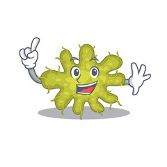 Fototapeta premium Bacterium mascot character design with one finger gesture