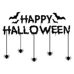 Happy Halloween Typography with spiders and bats - vector Fromat