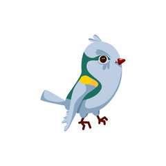 Cute cartoon Bird. Vector illustration isolated on white background.