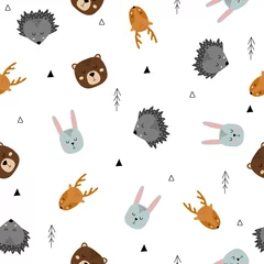 Printed roller blinds Little deer Seamless pattern of cute hand drawn sleeping animals. Cartoon zoo. Vector illustration. Animal for design of children's products in scandinavian style.
