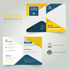 Bi-fold Brochure Template Design.Corporate & Business Concept .