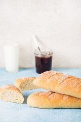 Homemade French baguette, simple food