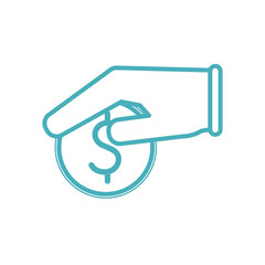 Hand with coin as donation symbol line style icon vector design