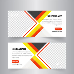 Food & Restaurant standard size Web Banners. Modern design concept for corporate website advertising.