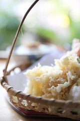 Tempura Fried shrimp Japanese food on wood background
