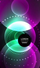 Glowing neon shiny transparent abstract geometric shapes with light effects. Techno futuristic vector abstract background For Wallpaper, Banner, Background, Card, Book Illustration, landing page