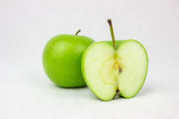 green apple on white background