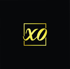 Minimal elegant monogram art logo. Outstanding professional trendy awesome artistic XO OX initial based Alphabet icon logo. Premium Business logo gold color on black background