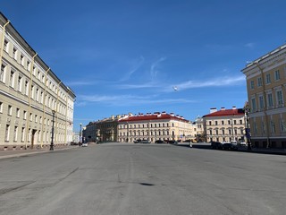 Fototapeta na wymiar Empty city square in Saint Petersburg