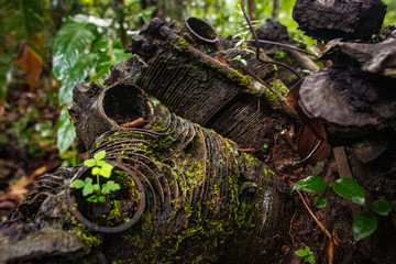 An ancient old engine found in the jungle.