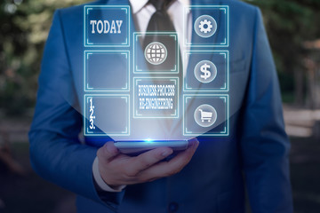 Text sign showing Business Process Re Engineering. Business photo text the analysis and design of...