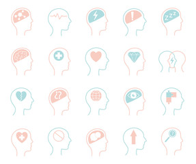 Mental health line style icon set vector design