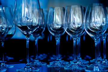 cocktail glass on the table, night party, celebration, glass water
