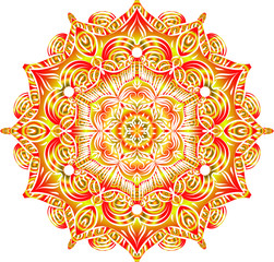 Mandalas for coloring book.Vector Beautiful Mandala.vector illustration. Black  red and yellow color mandala on white isolated background.