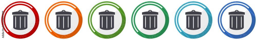 Poster Recycle icon set, flat design vector illustration in 6 colors options for webdesign and mobile applications