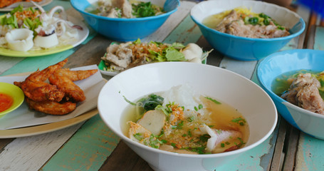 Pork noodles in thailand restaurant