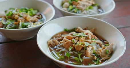 Thailand cuisine boat noodles in restaurant
