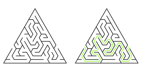 15 cell wide triangular maze with exit on the other side