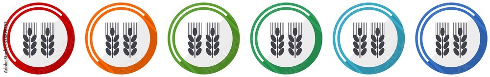 Aufkleber agricultural icon set, flat design vector illustration in 6 colors options for webdesign and mobile 